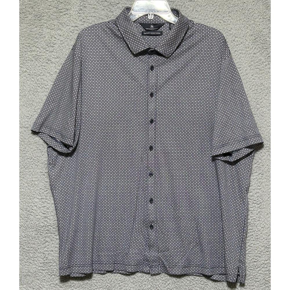 Hart Schaffner Marx Mens Polo Shirt 2XL Geometric Pattern Luxury Cotton Golf